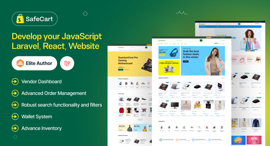 I will develop you a beautiful website with JavaScript, React, Laravel